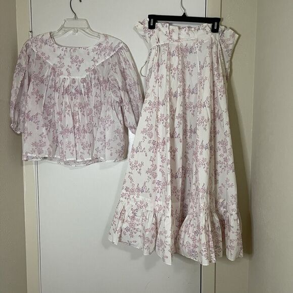 NWOT Thierry Colson Floral white cottage core 2 piece skirt and blouse Set Med - Picture 10 of 10